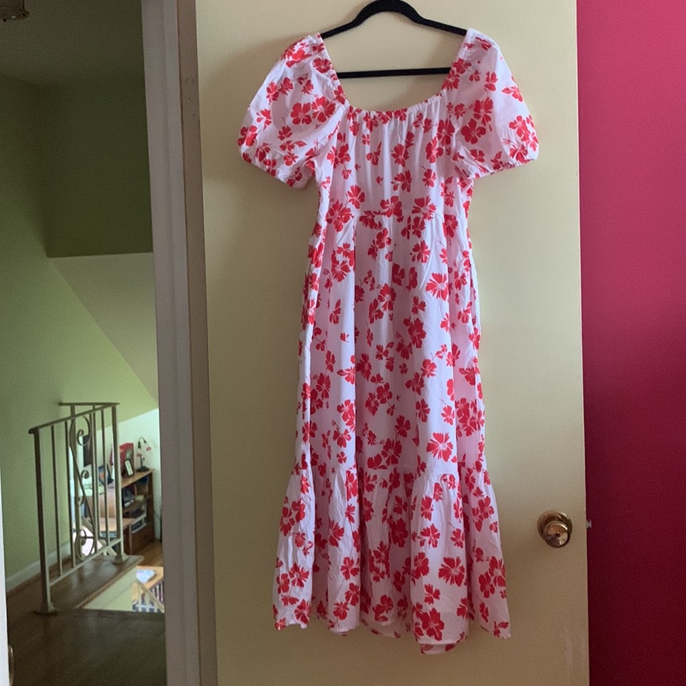 J. Crew cotton tropical midi dress